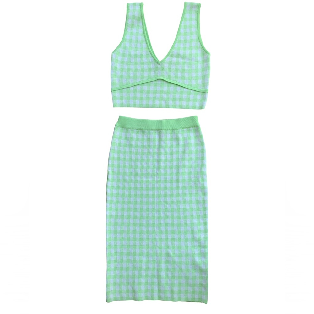 Milk and honey checkered pencil skirt set size L